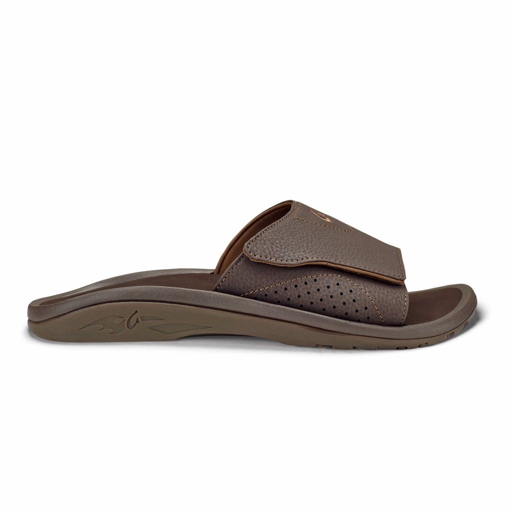 Sandalias Olukai Nalu Slide - Sandalias Hombre Cafes 20831-425